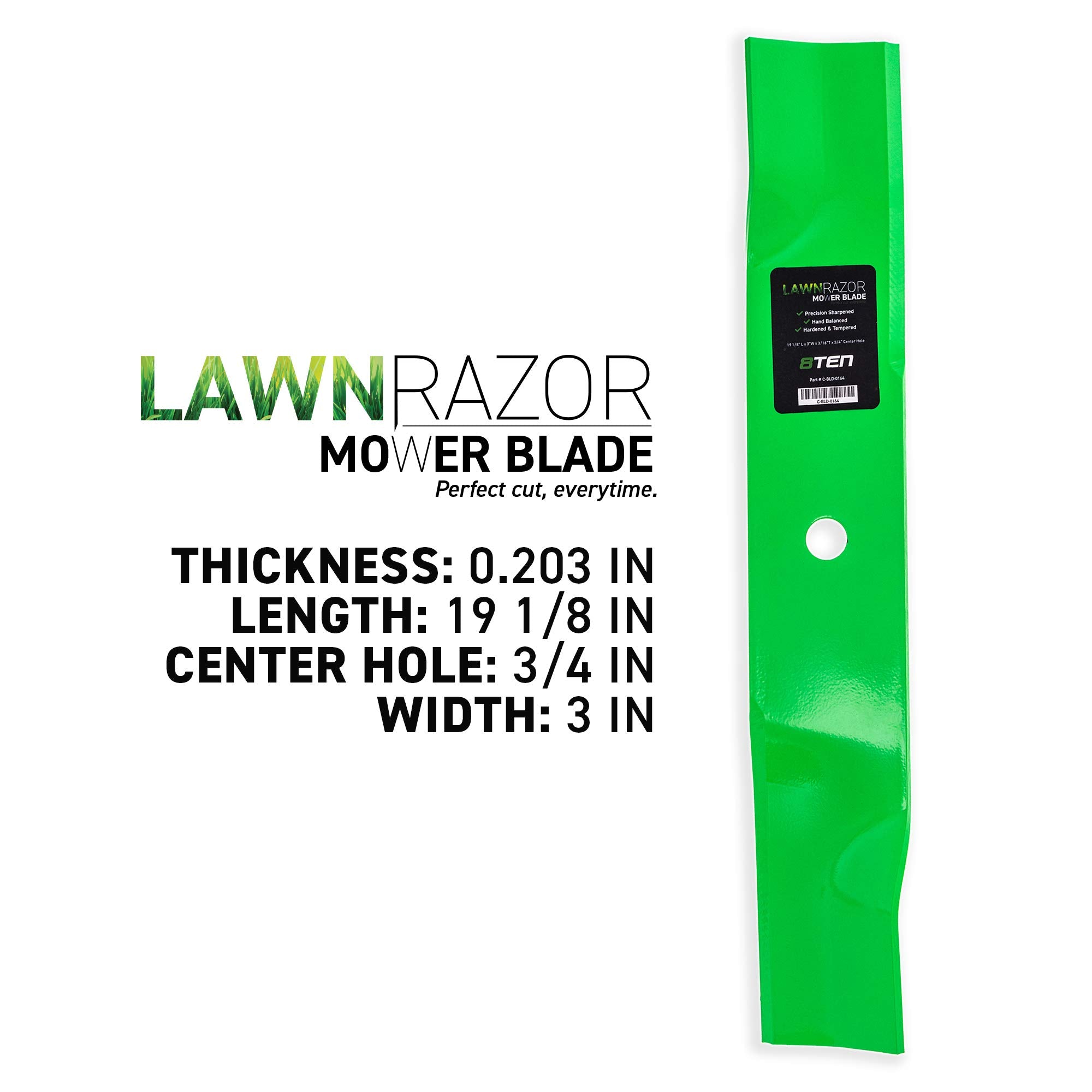8TEN blade center hole detail highlighting 3/4-inch fit for correct mounting