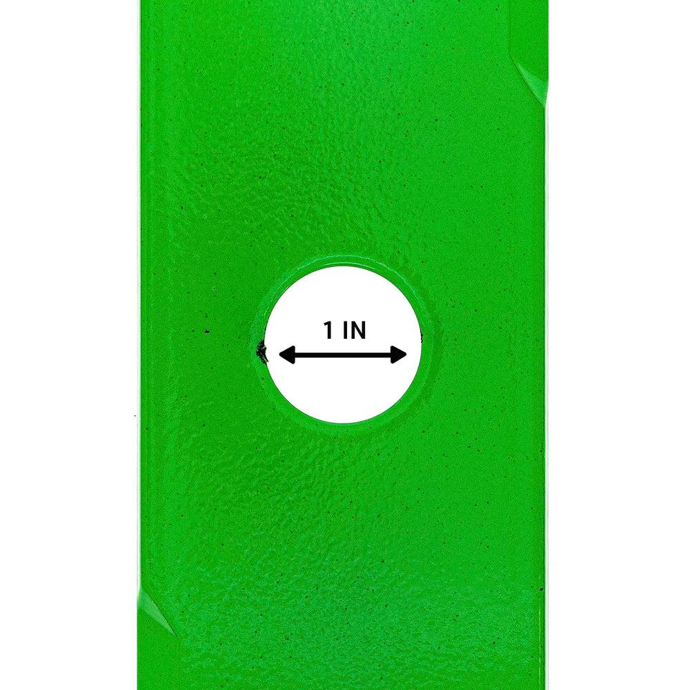 8TEN LawnRAZOR center hole detail showing 1-inch round mounting fit