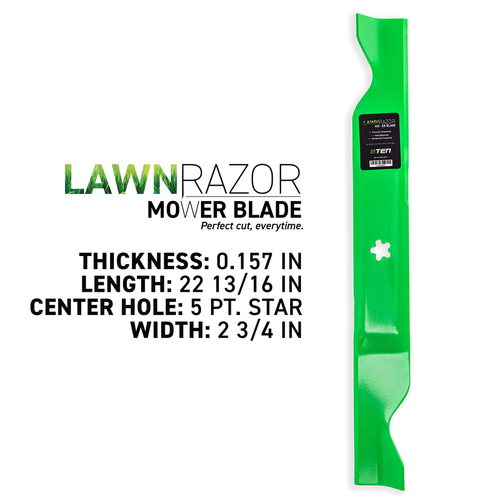 8TEN LawnRAZOR five-point star center hole detail for precise OEM fit