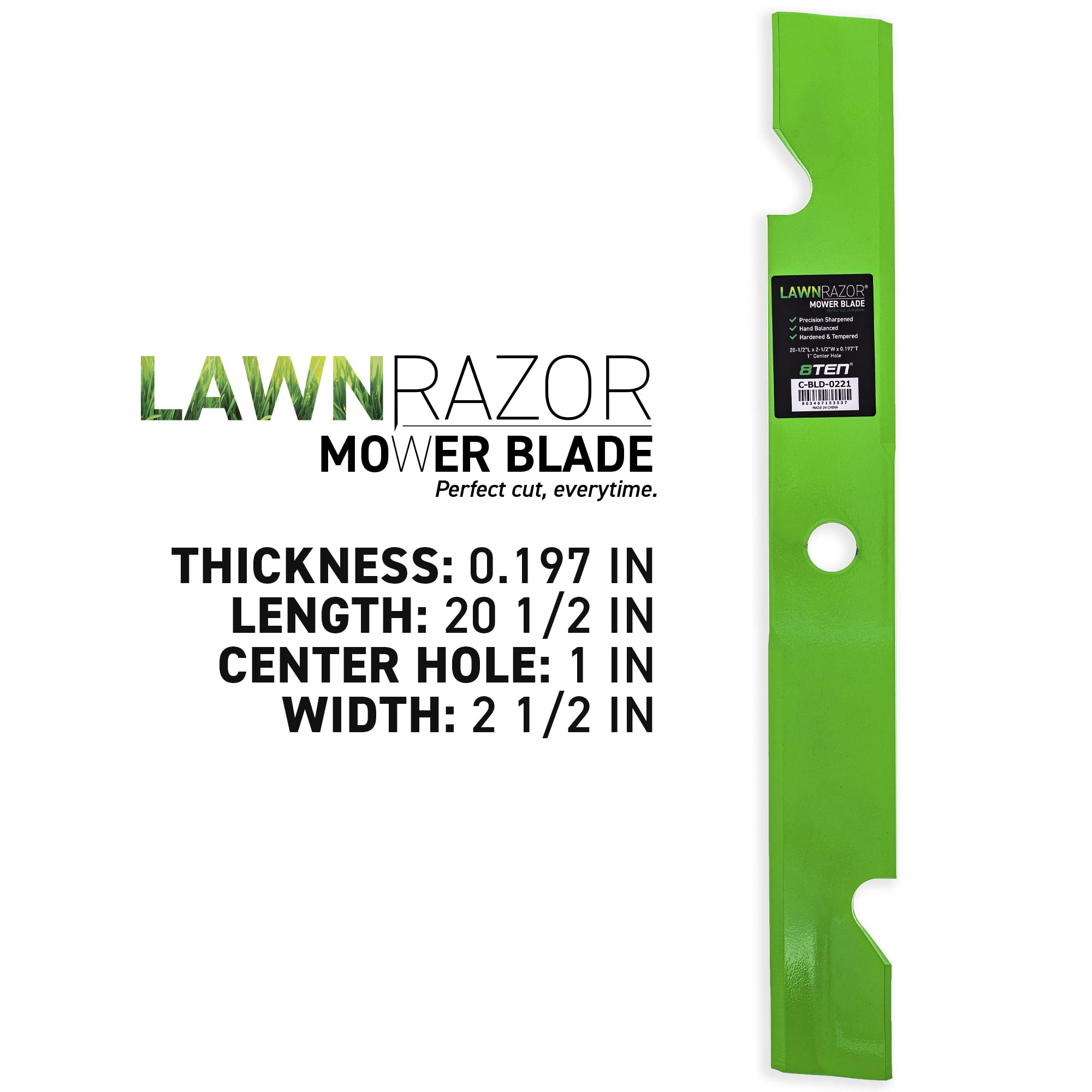 8TEN LawnRAZOR close-up of sharpened cutting edge for cleaner, consistent cuts