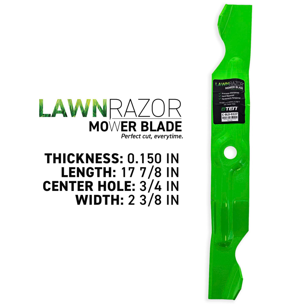 8TEN LawnRAZOR close-up of sharpened cutting edge for cleaner cuts