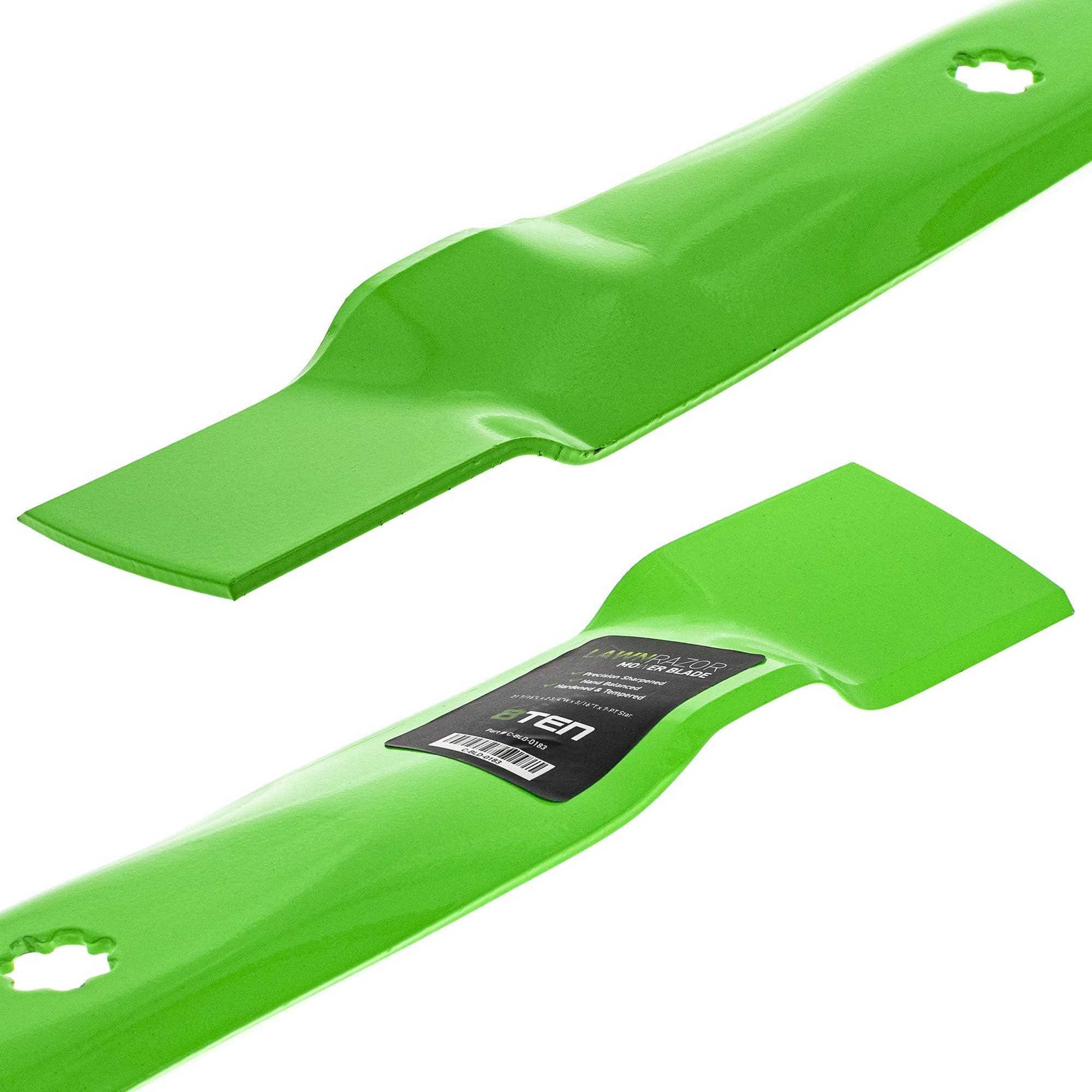 8TEN new blade beside a worn blade highlighting restored cutting performance