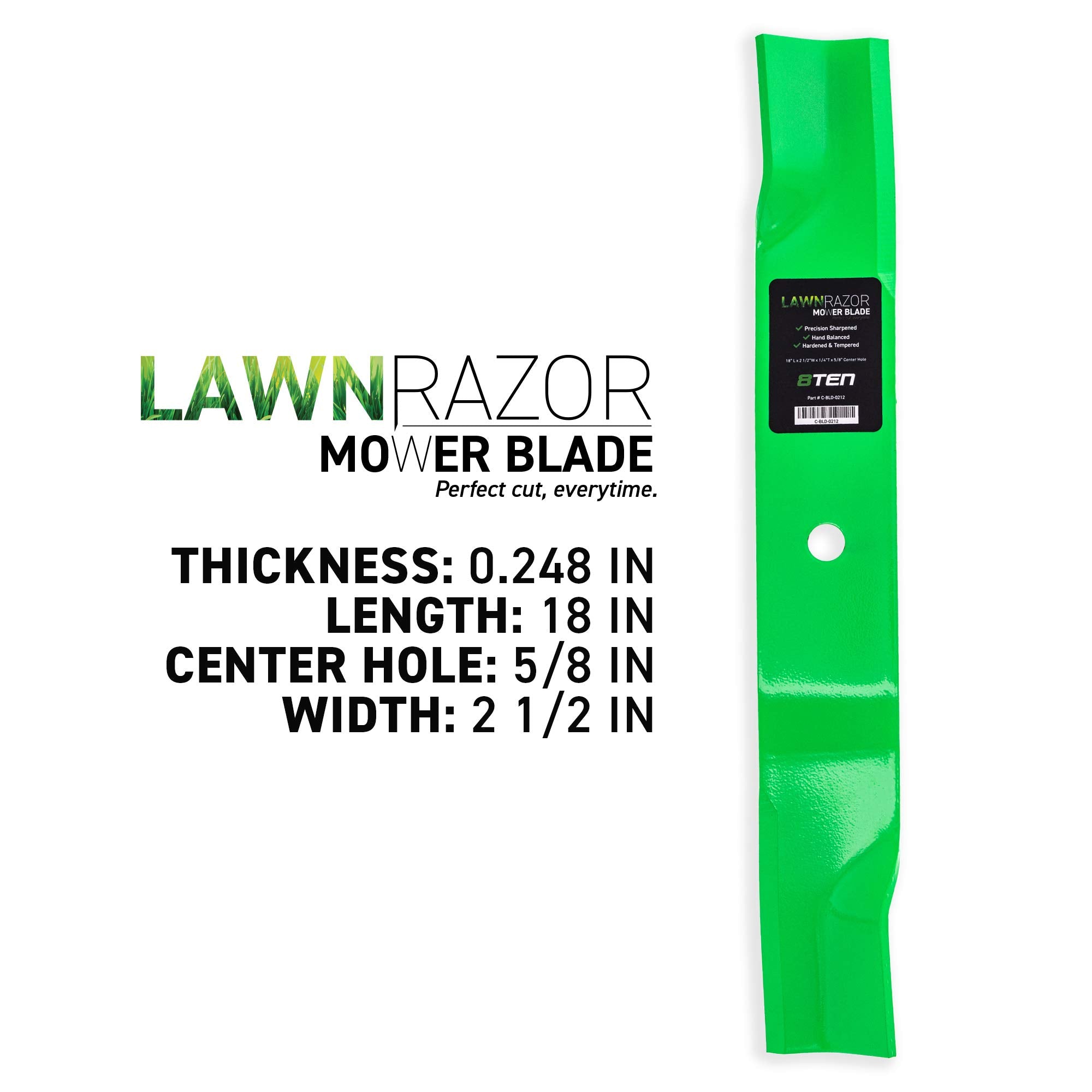 8TEN LawnRAZOR close-up of cutting edge showing sharpness for cleaner cuts