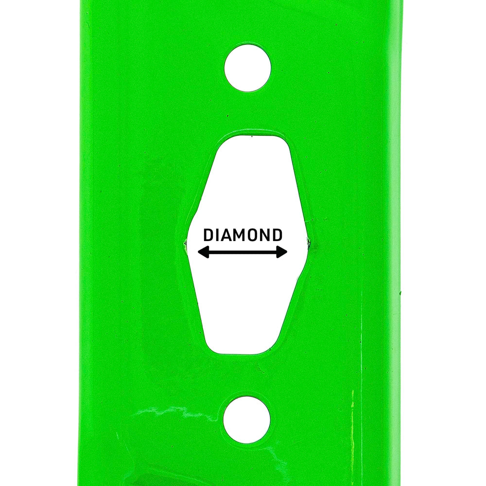 8TEN blade diamond hole detail matching S-pattern spindle for secure fit