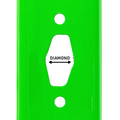 8TEN diamond center hole detail demonstrating S-pattern spindle compatibility benefit