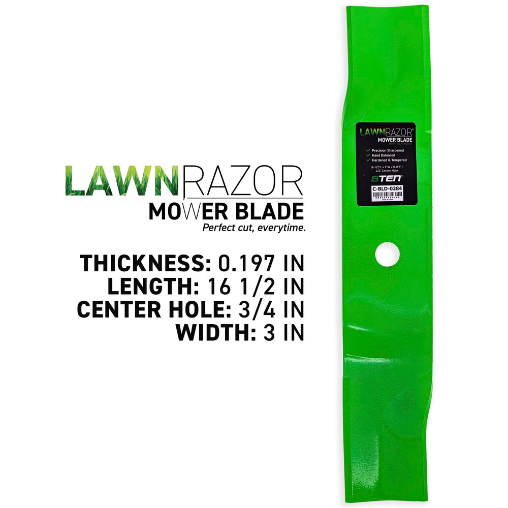 8TEN LawnRAZOR close-up of sharpened edge for cleaner cuts and longer life