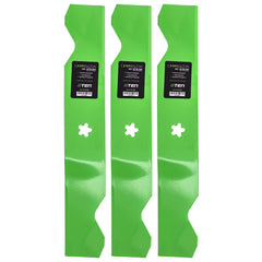 8TEN LawnRAZOR front view of 3-pack blades showing package and fitment benefits