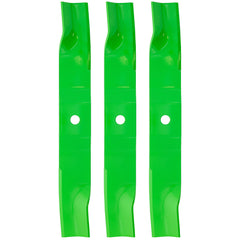8TEN LawnRAZOR front view showing three high-lift blades and packaging for immediate replacement