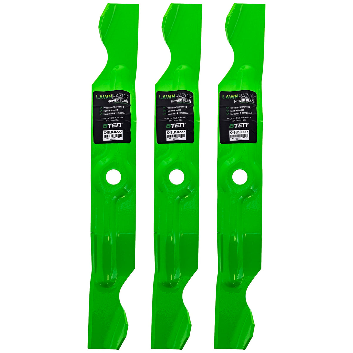 8TEN LawnRAZOR front view showing full blade set, delivering OEM fit