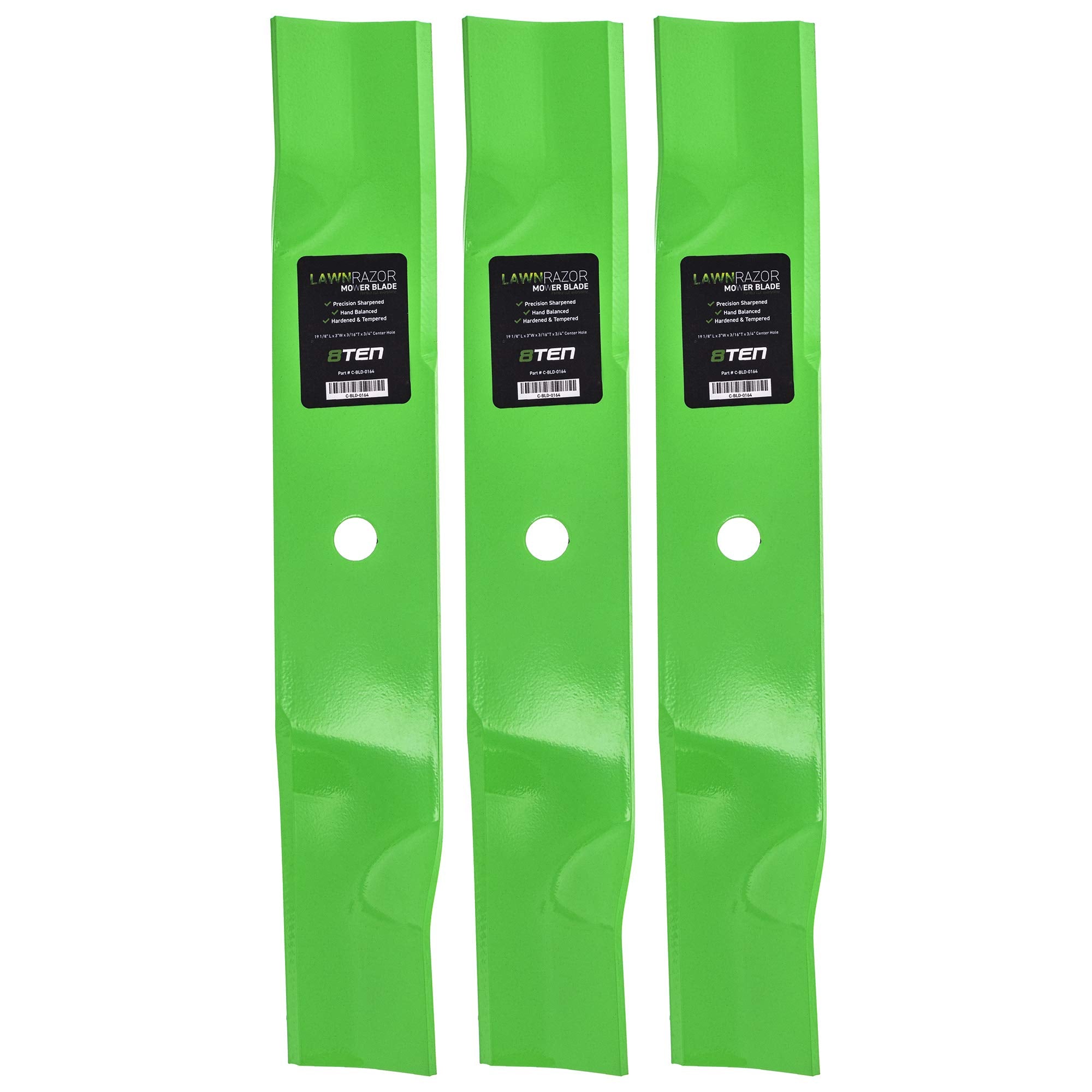 8TEN blade pack front view showing three high-lift blades for quick replacement