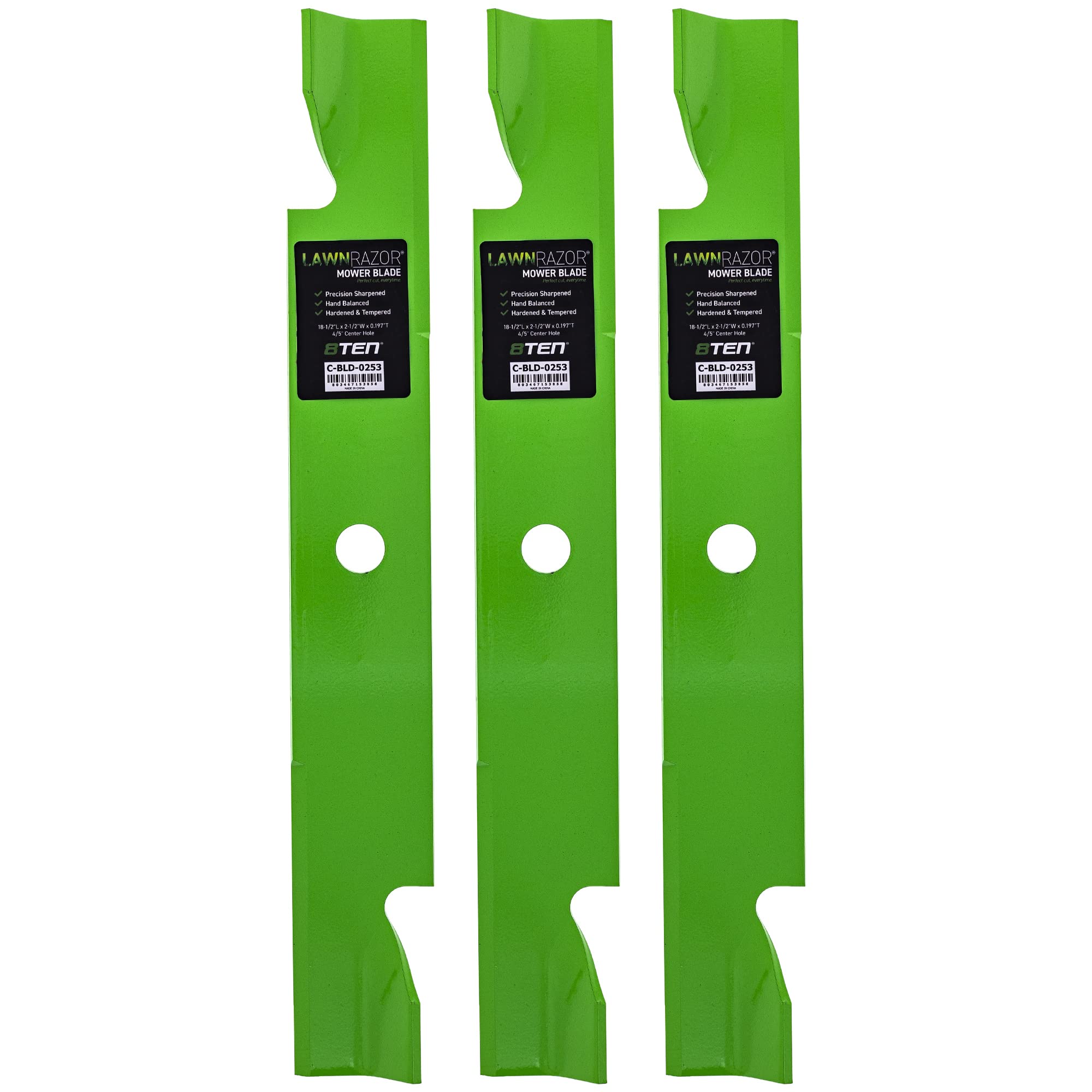 8TEN LawnRAZOR front packaging showing the 3-pack blades and fitment