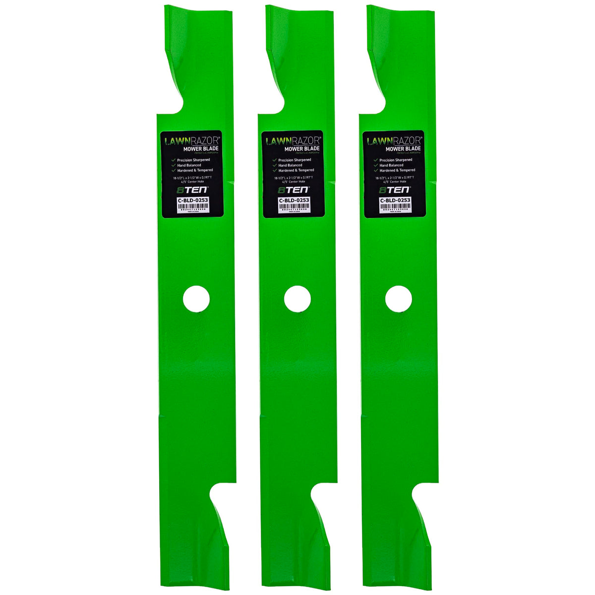 8TEN LawnRAZOR front packaging showing the 3-pack blades and fitment