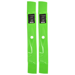 8TEN LawnRAZOR front view showing two mulching blades and labeling for exact fit