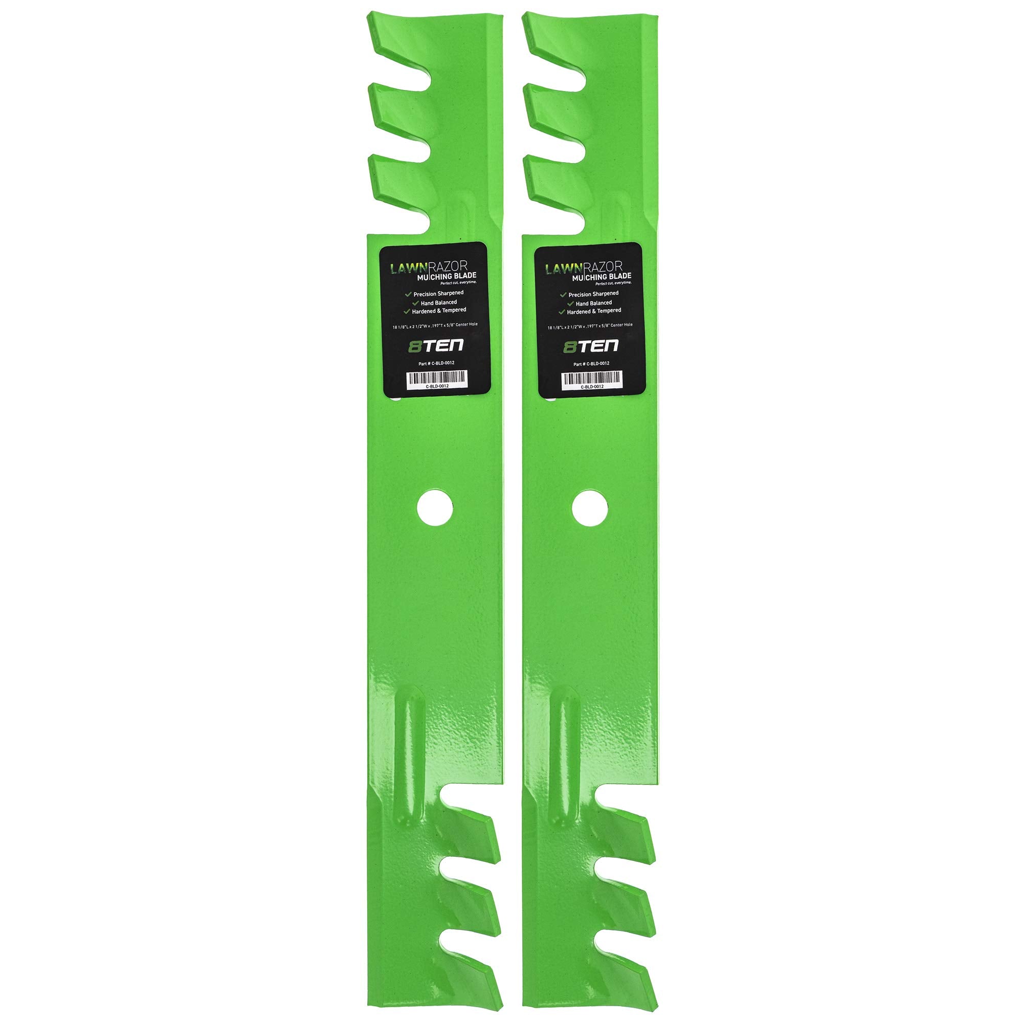 8TEN front view of 36-inch LawnRAZOR 2-pack packaging showing fitment benefits