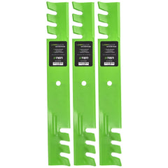 8TEN LawnRAZOR front view of three-pack blades showing fit and finish and clear compatibility