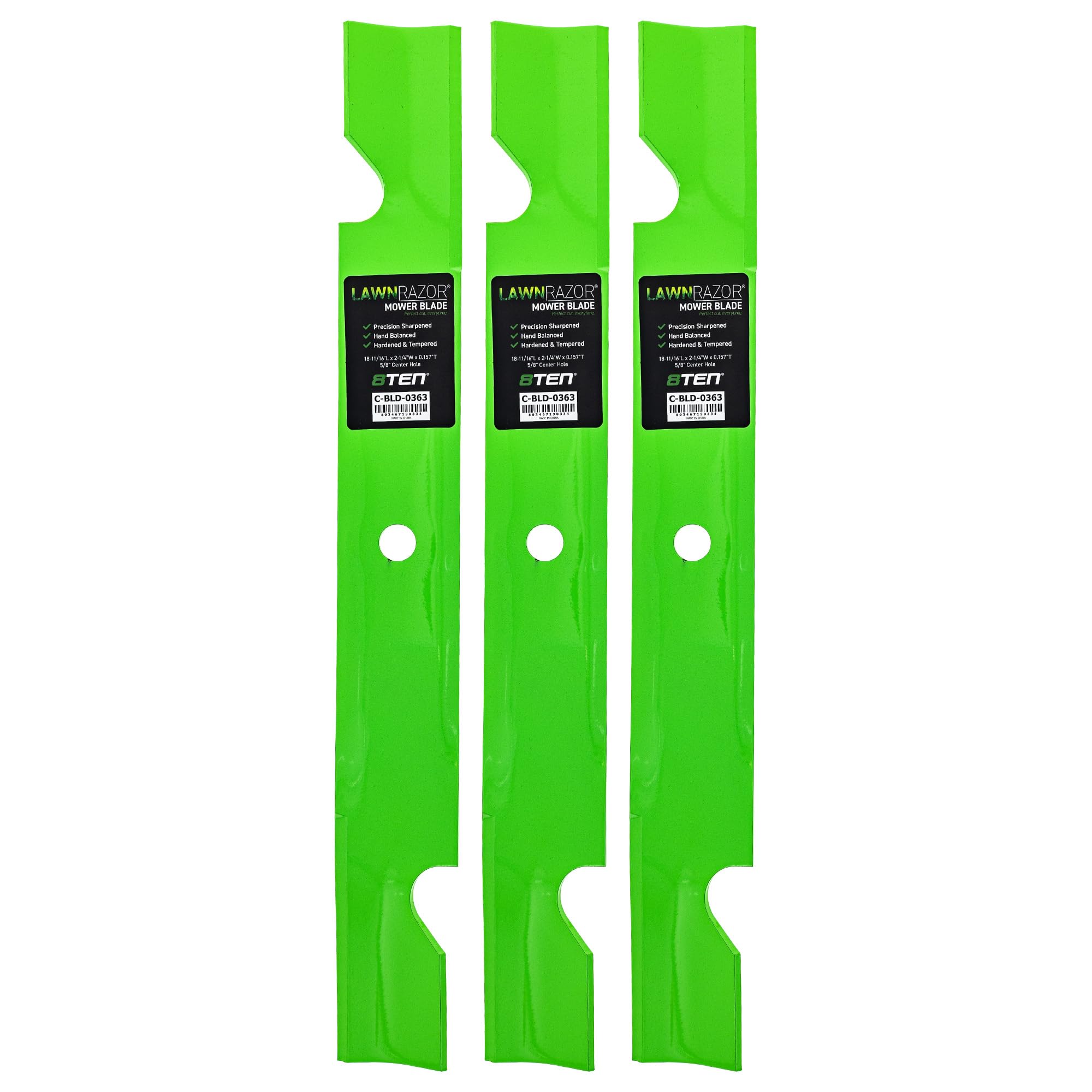 8TEN blade three-pack front view showing fit and replacement convenience