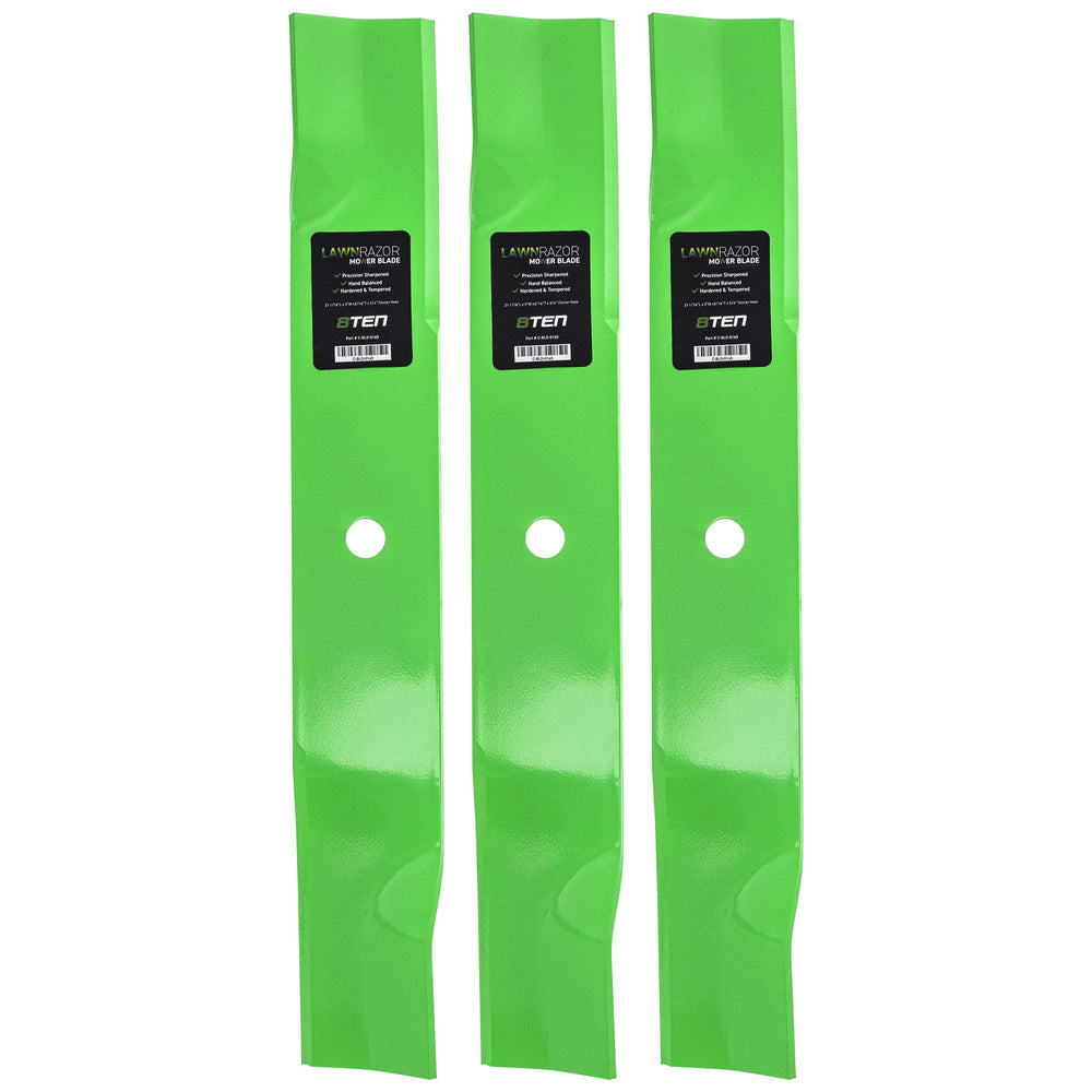 8TEN LawnRAZOR front packaging showing three blades and compatibility list