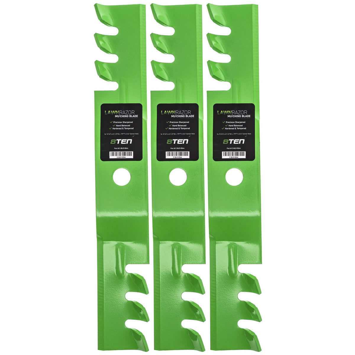 8TEN blade front view showing packaging and fit information for easy identification
