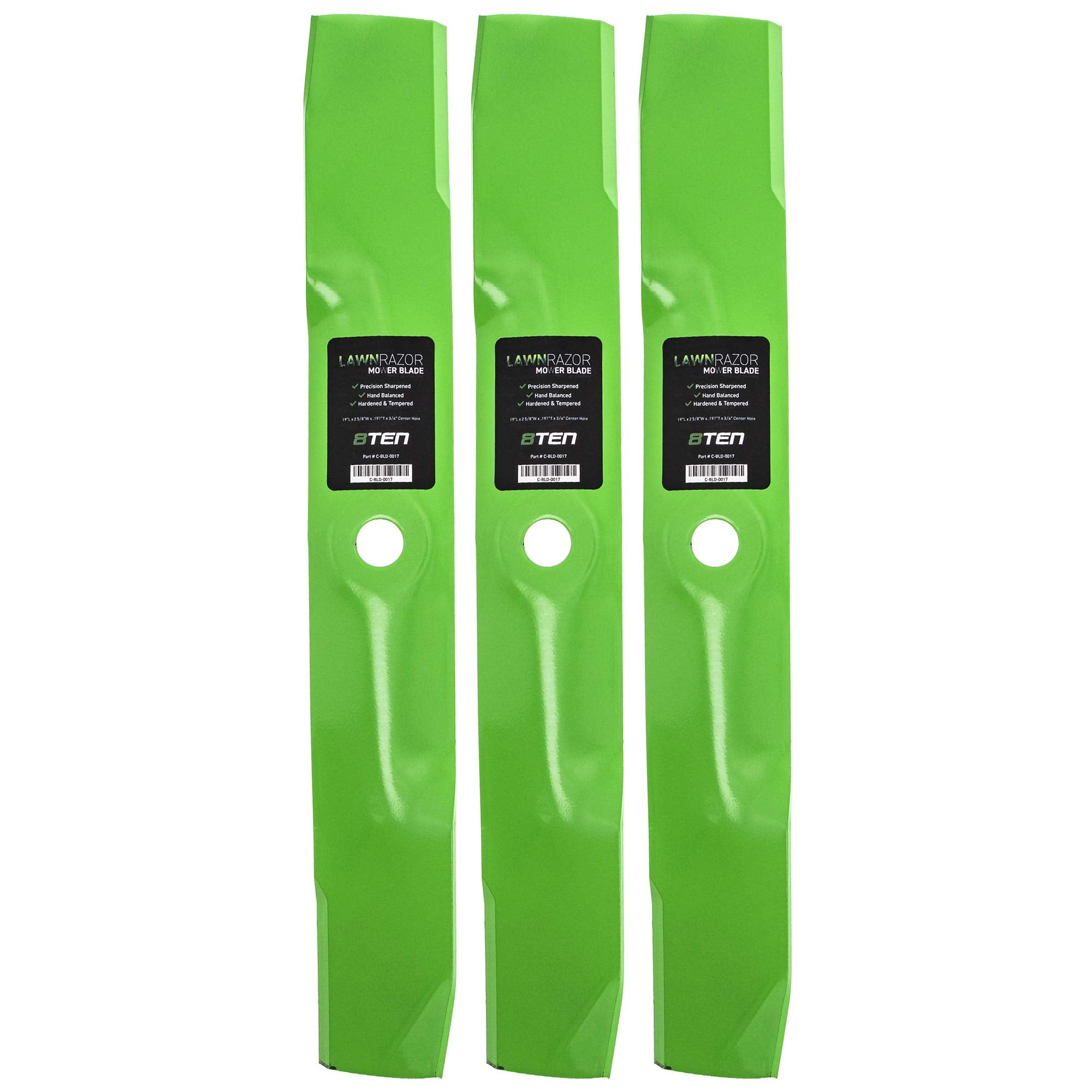 8TEN blade front view showing shape and finish, durable replacement