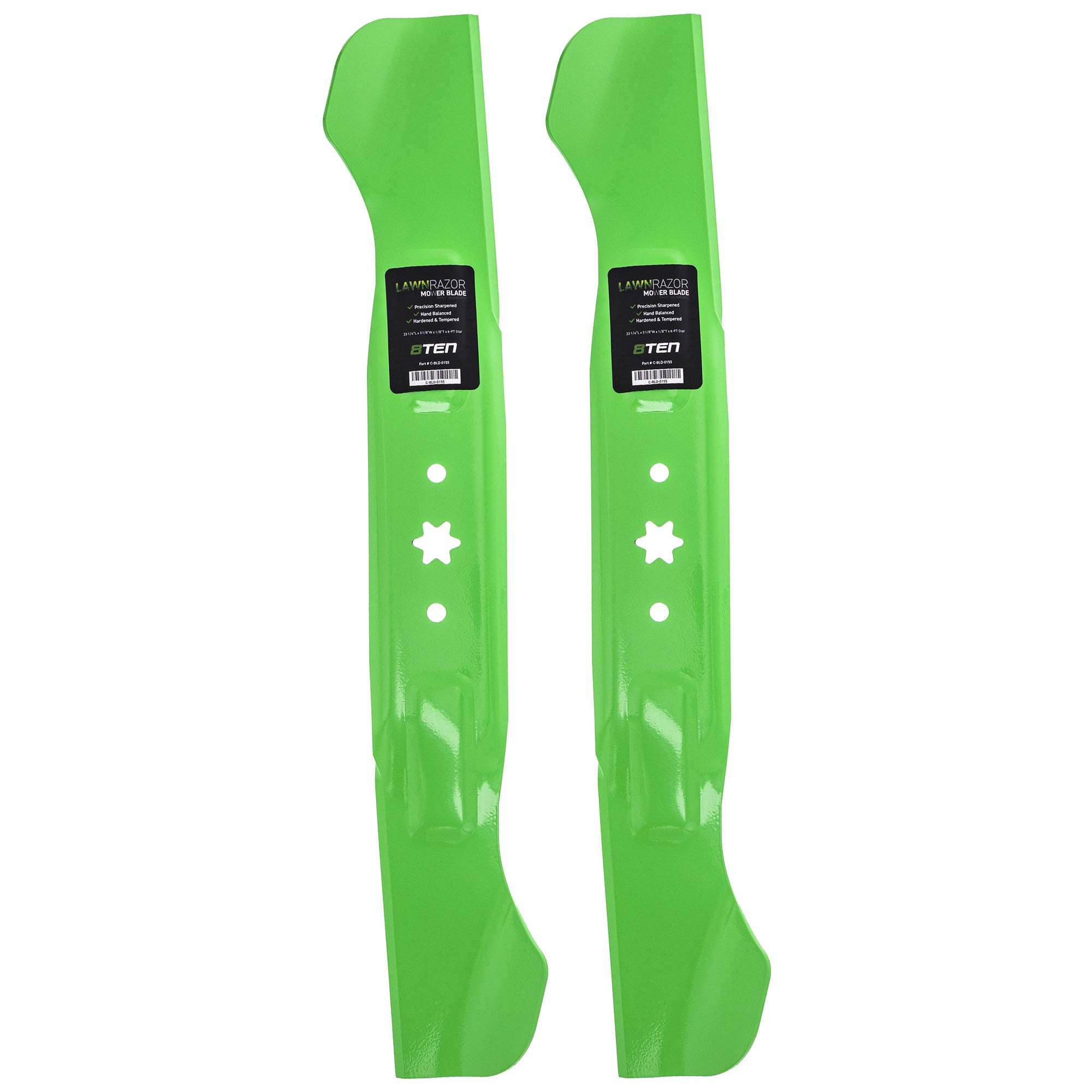 8TEN LawnRAZOR front packaging showing two blades and part compatibility benefit