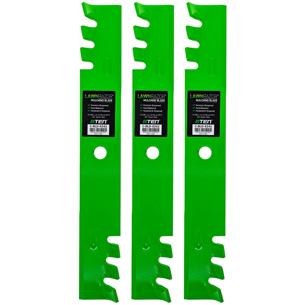8TEN front view of three toothed replacement blades showing fit and quality