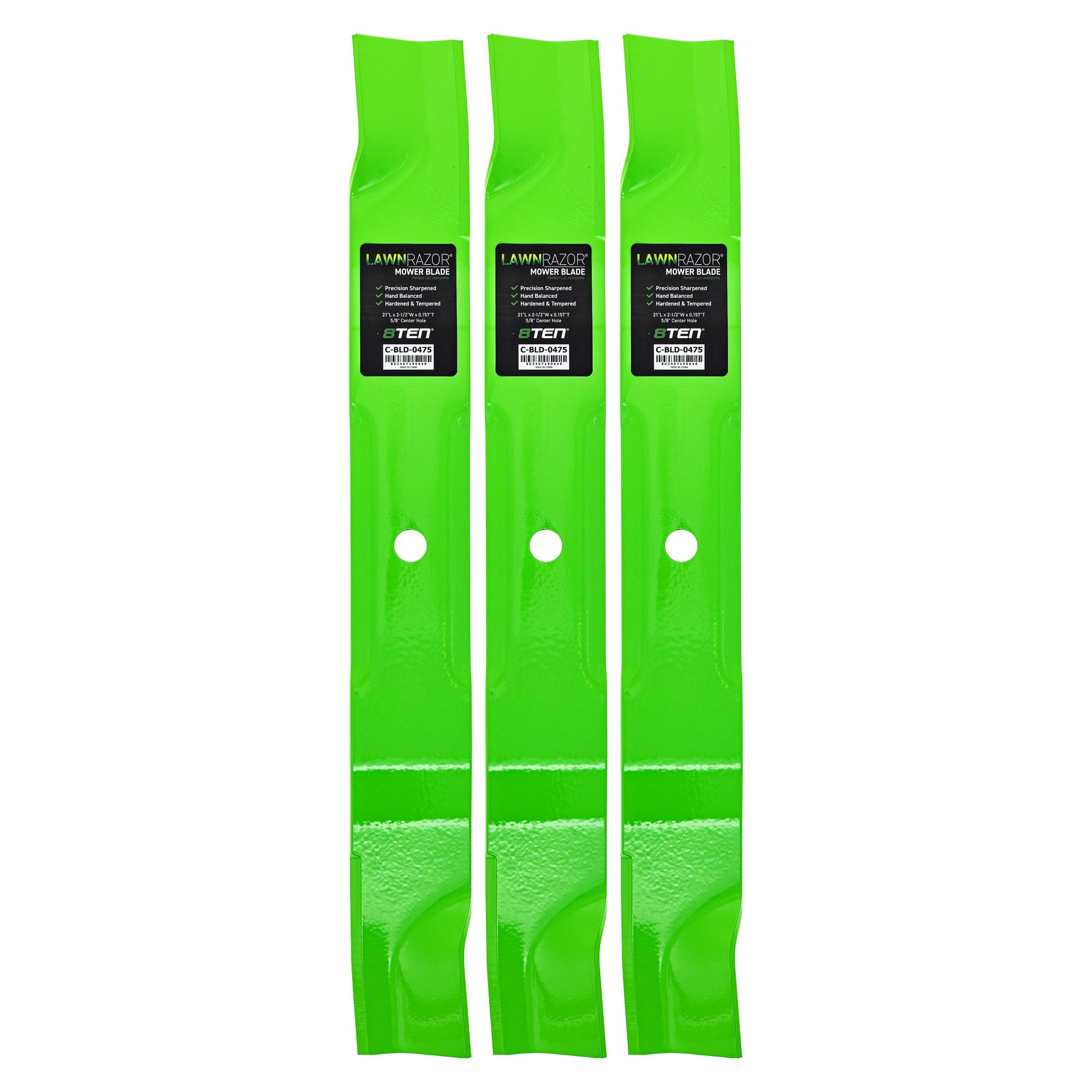 8TEN LawnRAZOR front view showing three blades and packaging, durable replacement