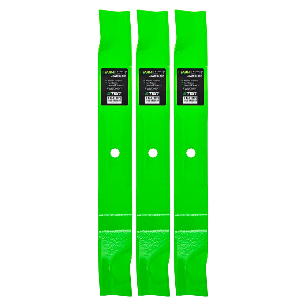 8TEN LawnRAZOR front view showing three blades and packaging, durable replacement