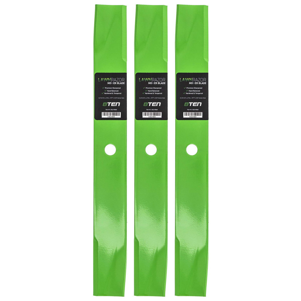 8TEN LawnRAZOR 3-pack front view showing packaging and blades for quick identification and fit