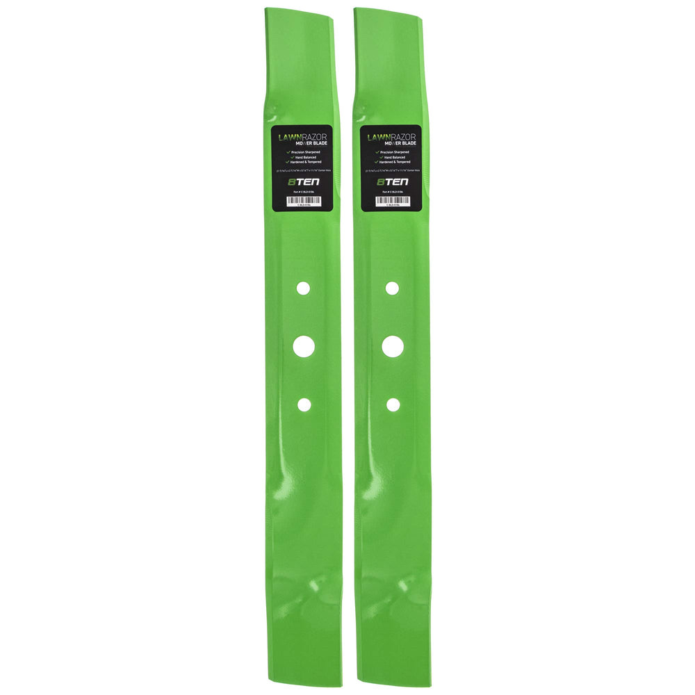 8TEN LawnRAZOR front view showing full blade profile and improved cutting benefit