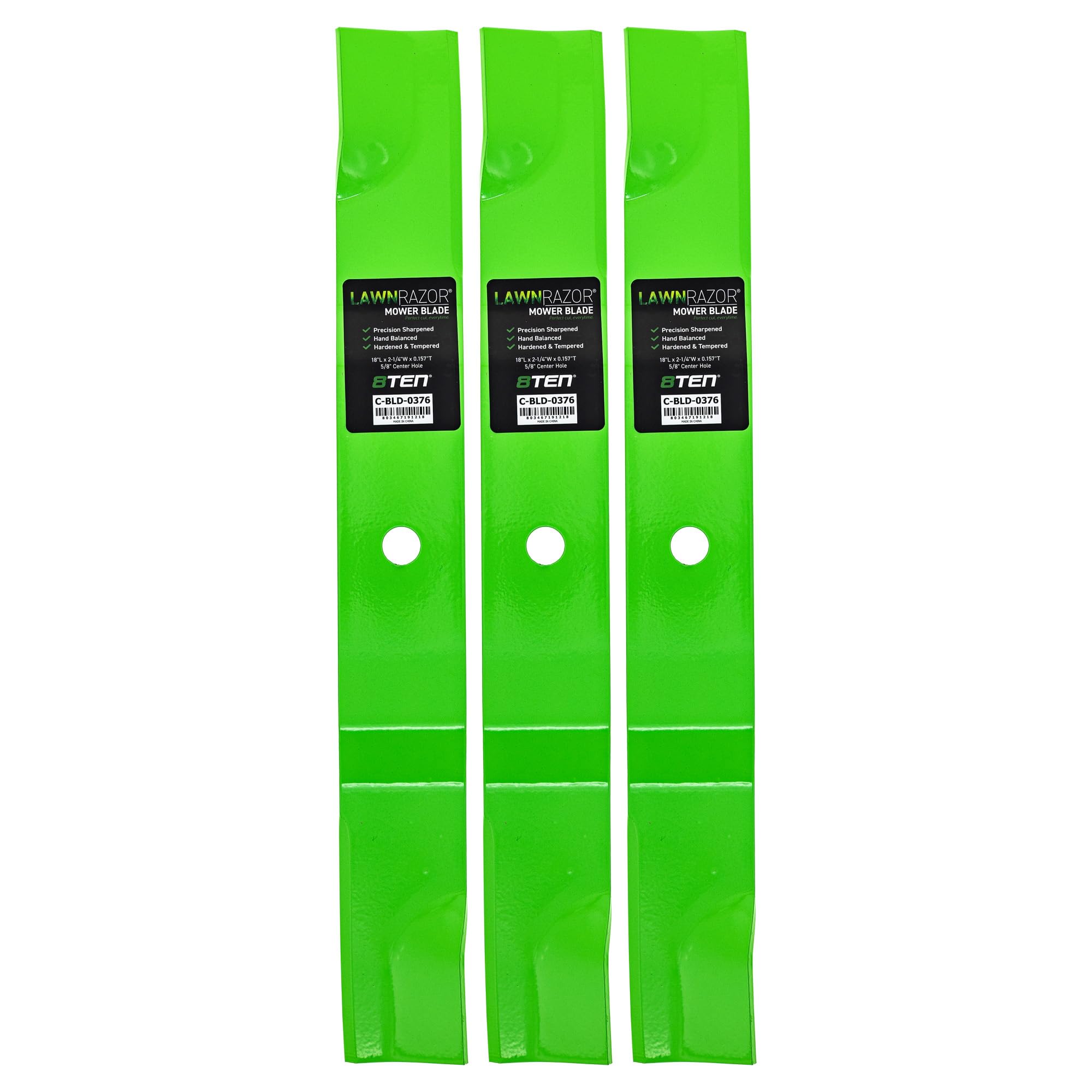 8TEN LawnRAZOR three-pack front view showing blades and packaging for easy replacement