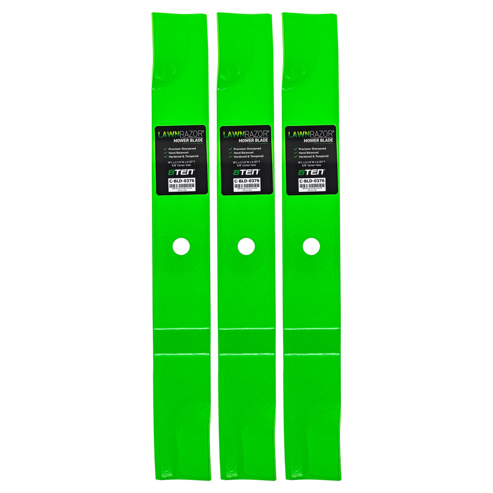 8TEN LawnRAZOR three-pack front view showing blades and packaging for easy replacement