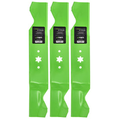 8TEN LawnRAZOR front view of three blades showing fitment and quick replacement benefit