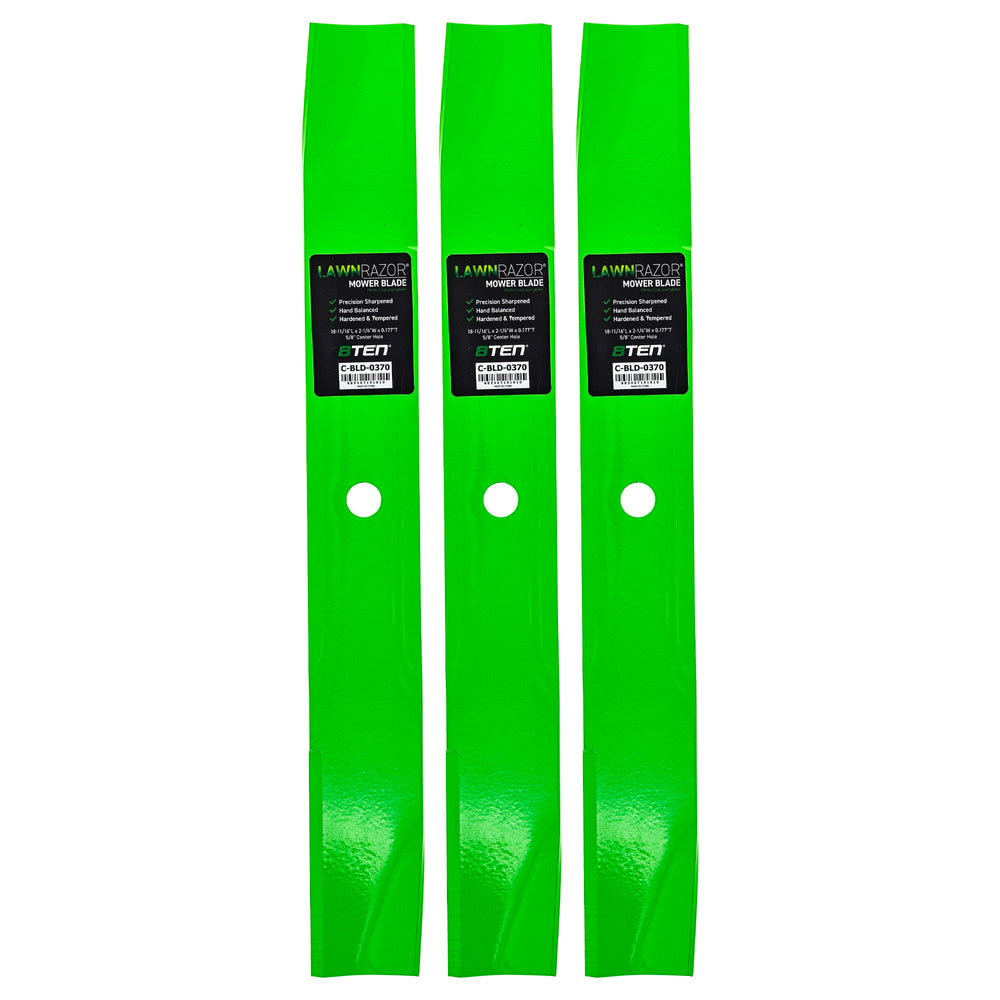 8TEN blade front view showing three-pack and quick fit for Toro