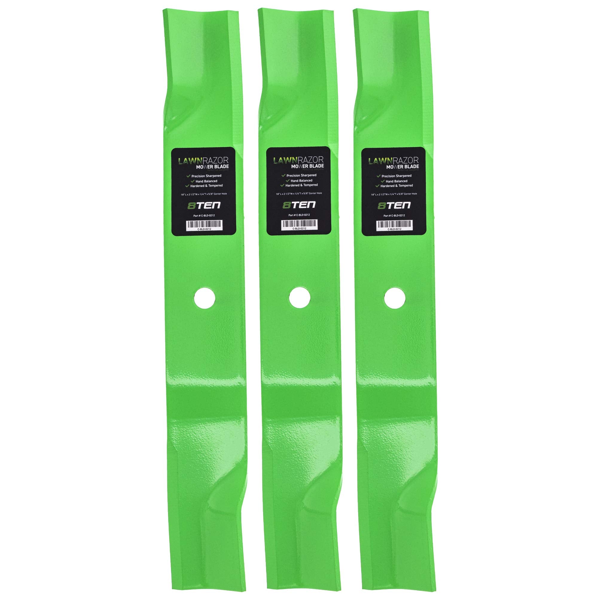 8TEN LawnRAZOR front view of 3-pack showing blades ready to install for reliable replacement