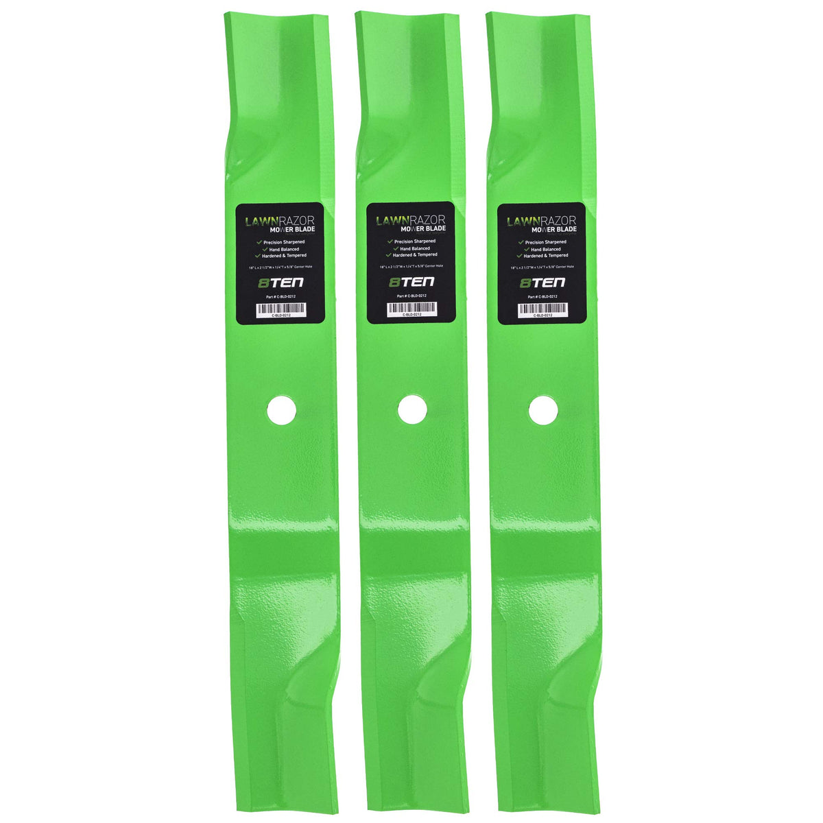 8TEN LawnRAZOR front view of 3-pack showing blades ready to install for reliable replacement