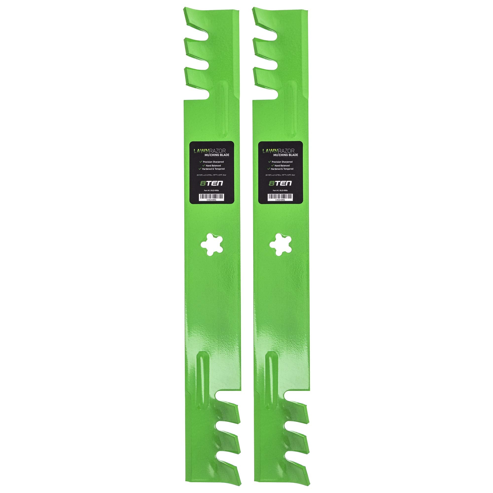8TEN blade front view showing both blades and clear labeling for quick identification
