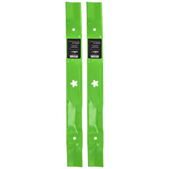 8TEN LawnRAZOR front view showing two blades and packaging, clear OEM fit benefit