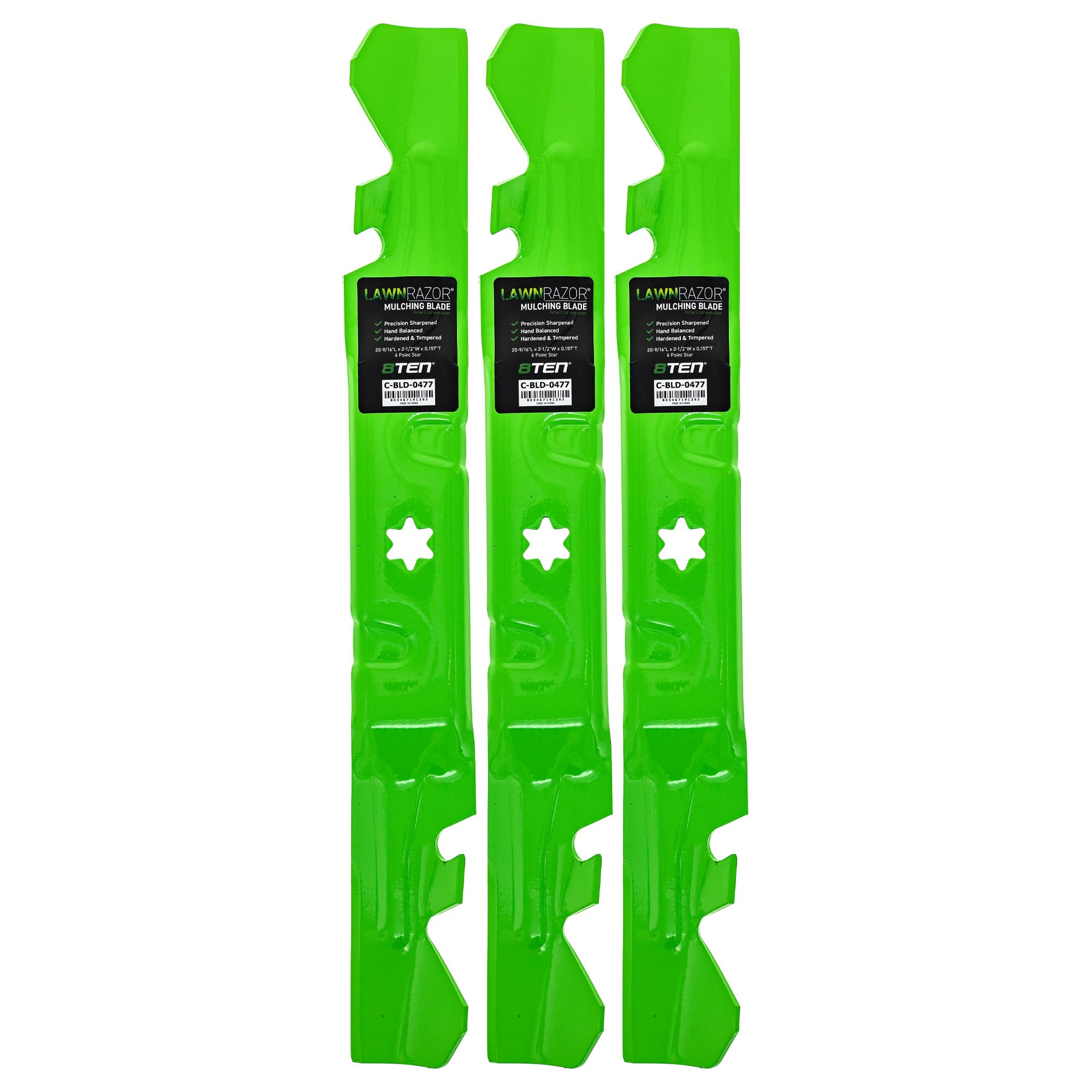 8TEN blade pack front view showing three replacement blades and packaging, easy OEM swap