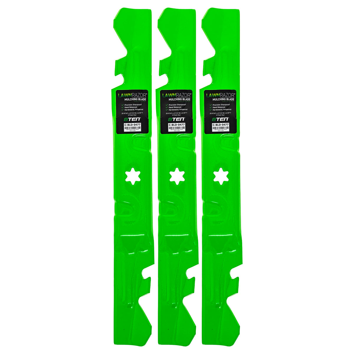 8TEN blade pack front view showing three replacement blades and packaging, easy OEM swap