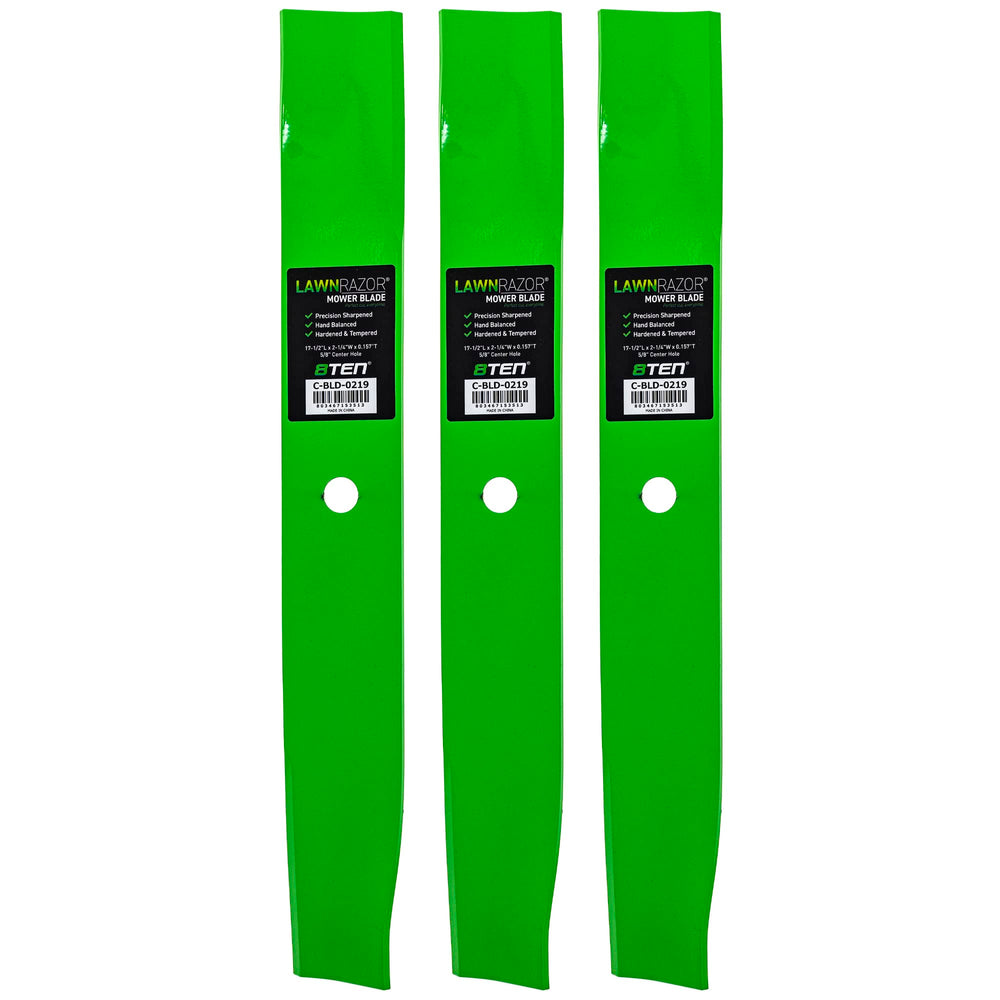 8TEN blade three-pack front view showing fit and value for Toro owners