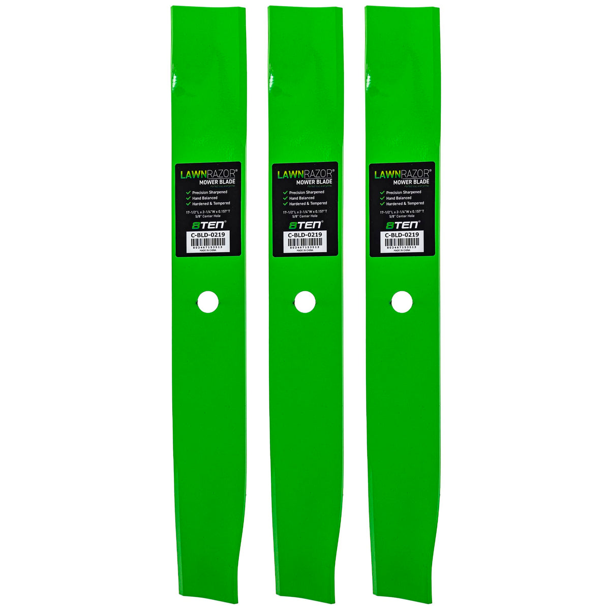 8TEN blade three-pack front view showing fit and value for Toro owners