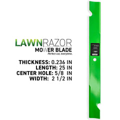 8TEN blade installed in mower deck demonstrating fit on Ferris 72" deck and simplified replacement benefit