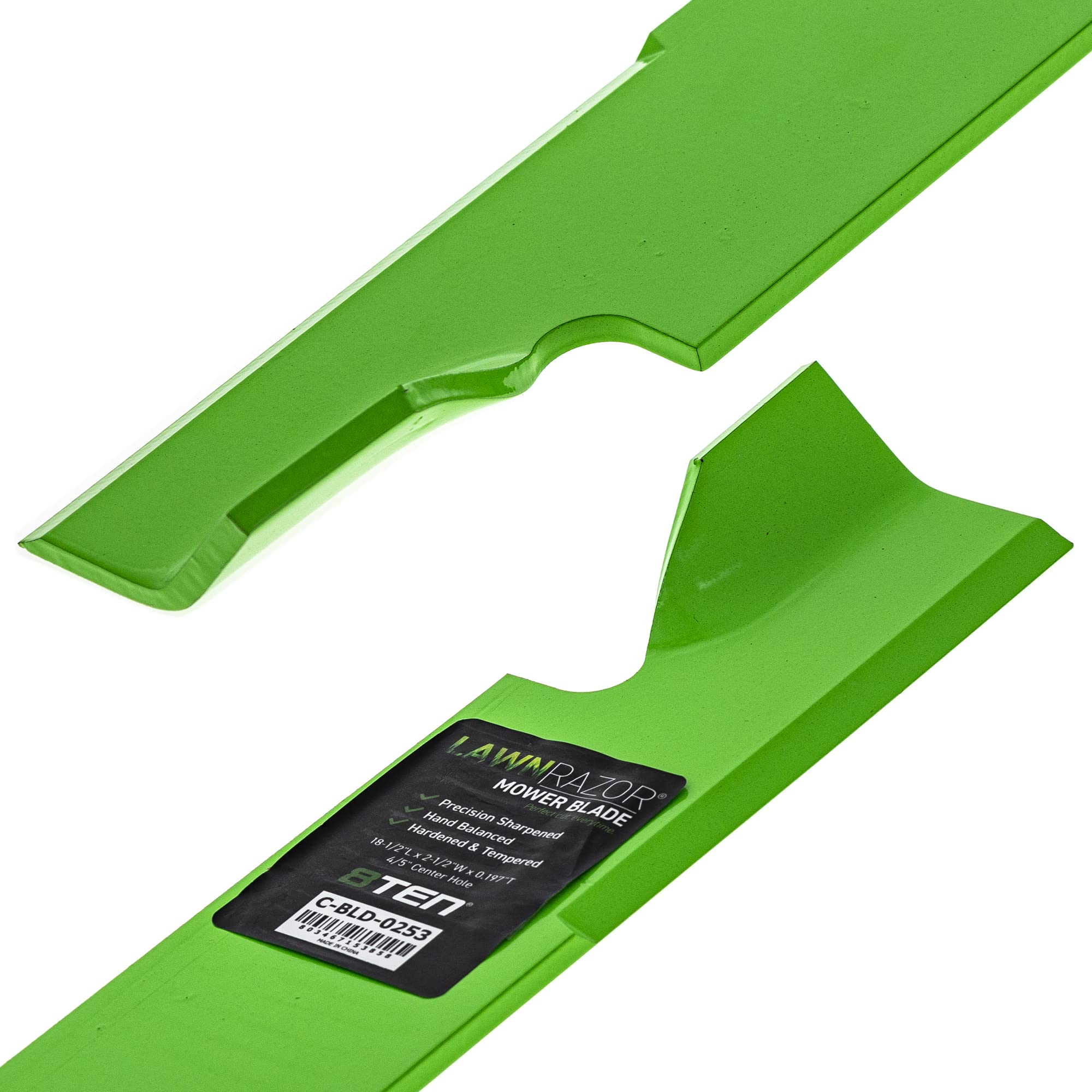 8TEN LawnRAZOR installed on a 52-inch deck demonstrating direct fit compatibility