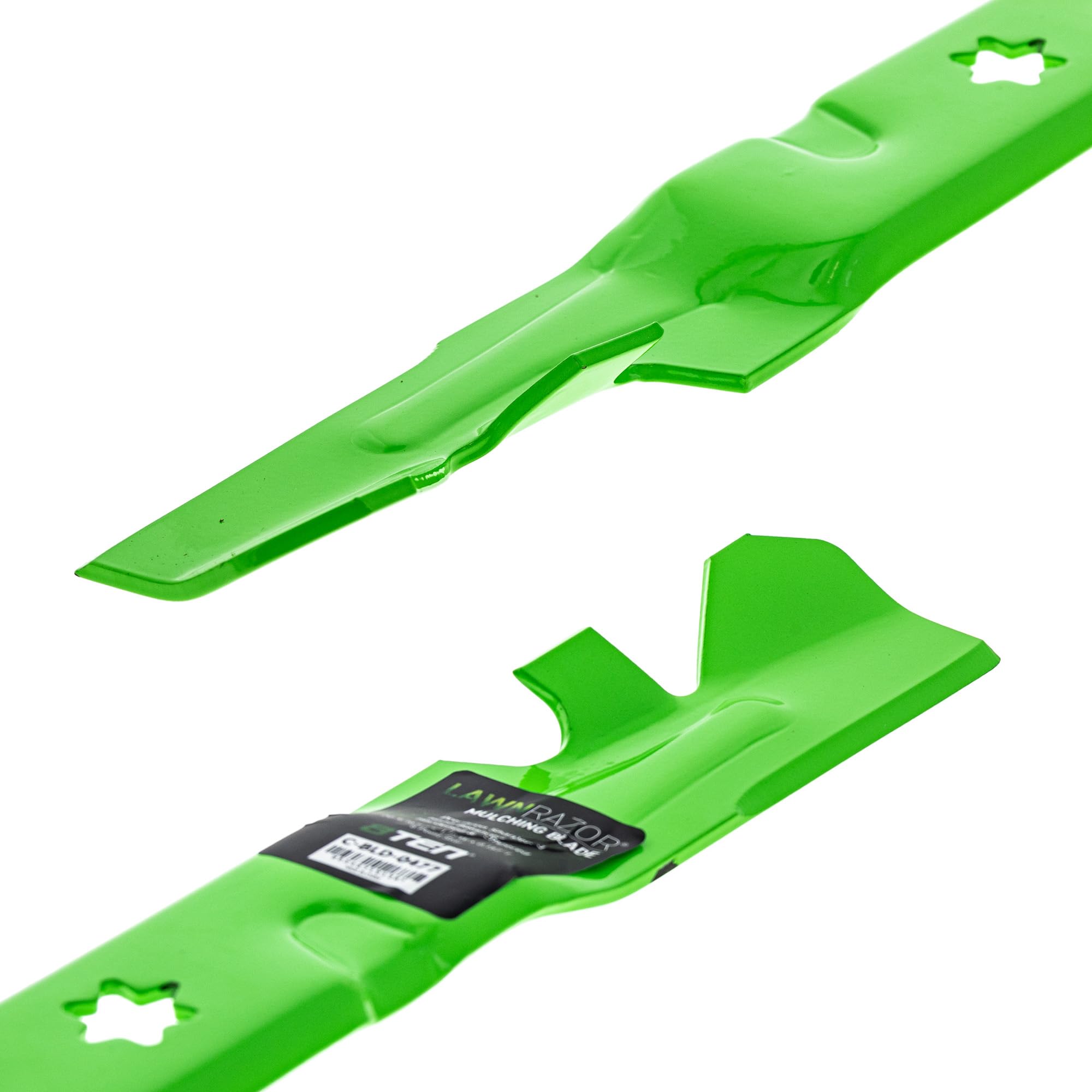 8TEN blade installed on a 60-inch mower deck demonstrating correct fit and balance