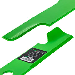 8TEN LawnRAZOR blade installed on a mower deck demonstrating correct placement and improved airflow