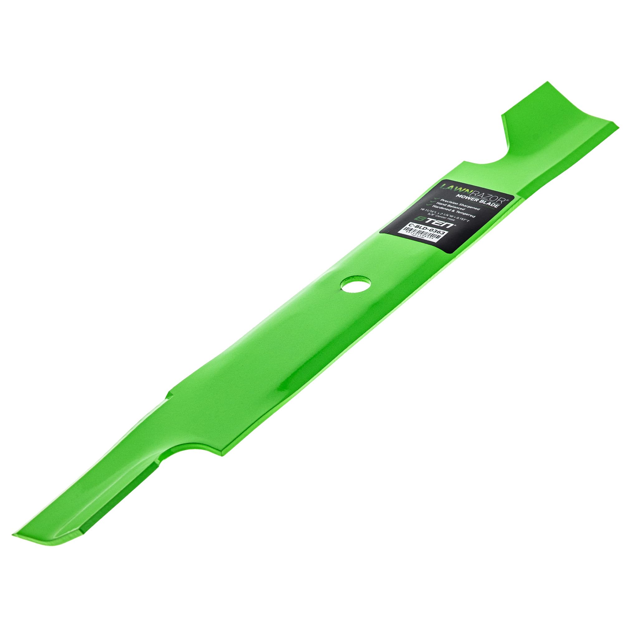 8TEN blade beside measuring tape showing 18.6875 inch length accuracy
