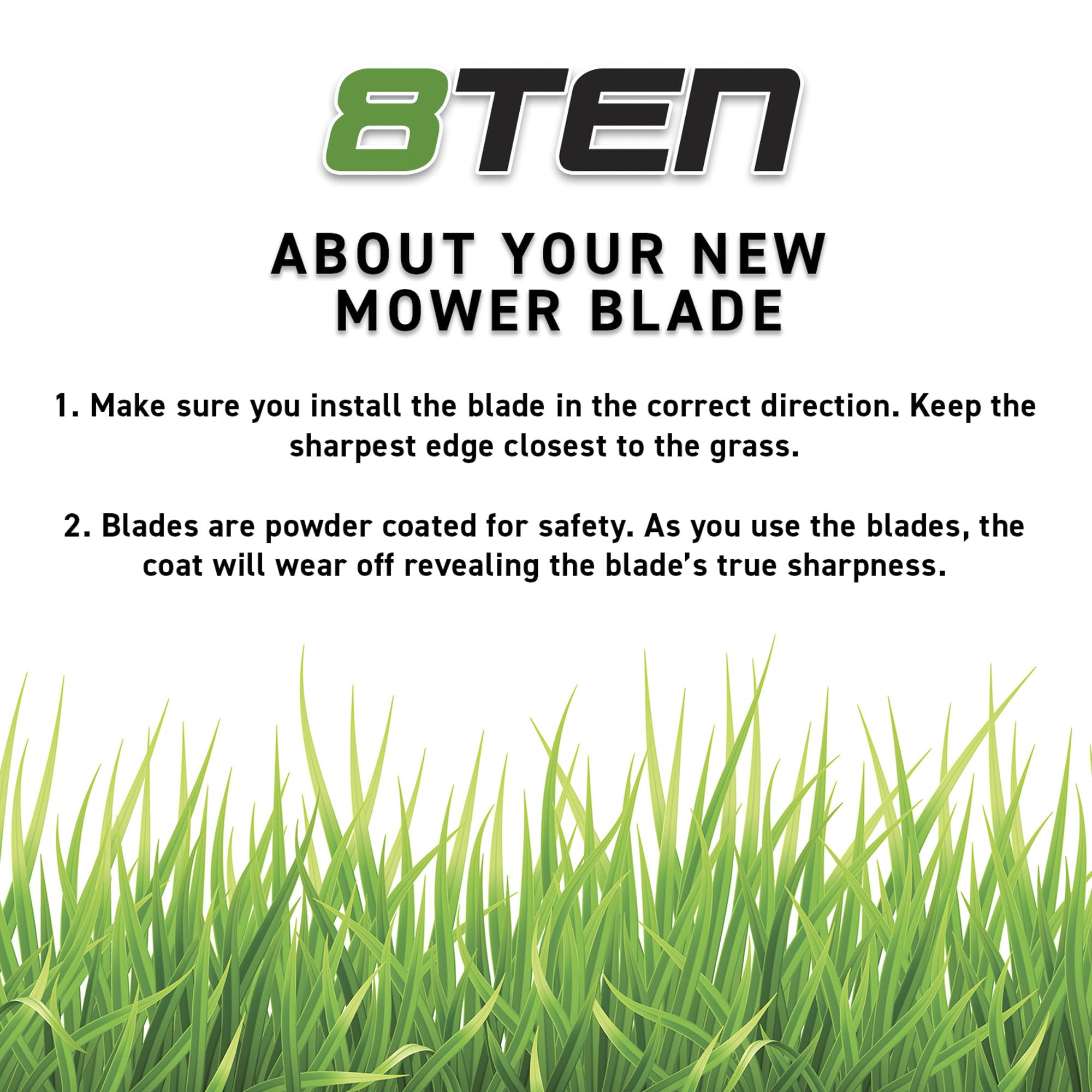 8TEN LawnRAZOR in-use on mower demonstrating cleaner mowing results