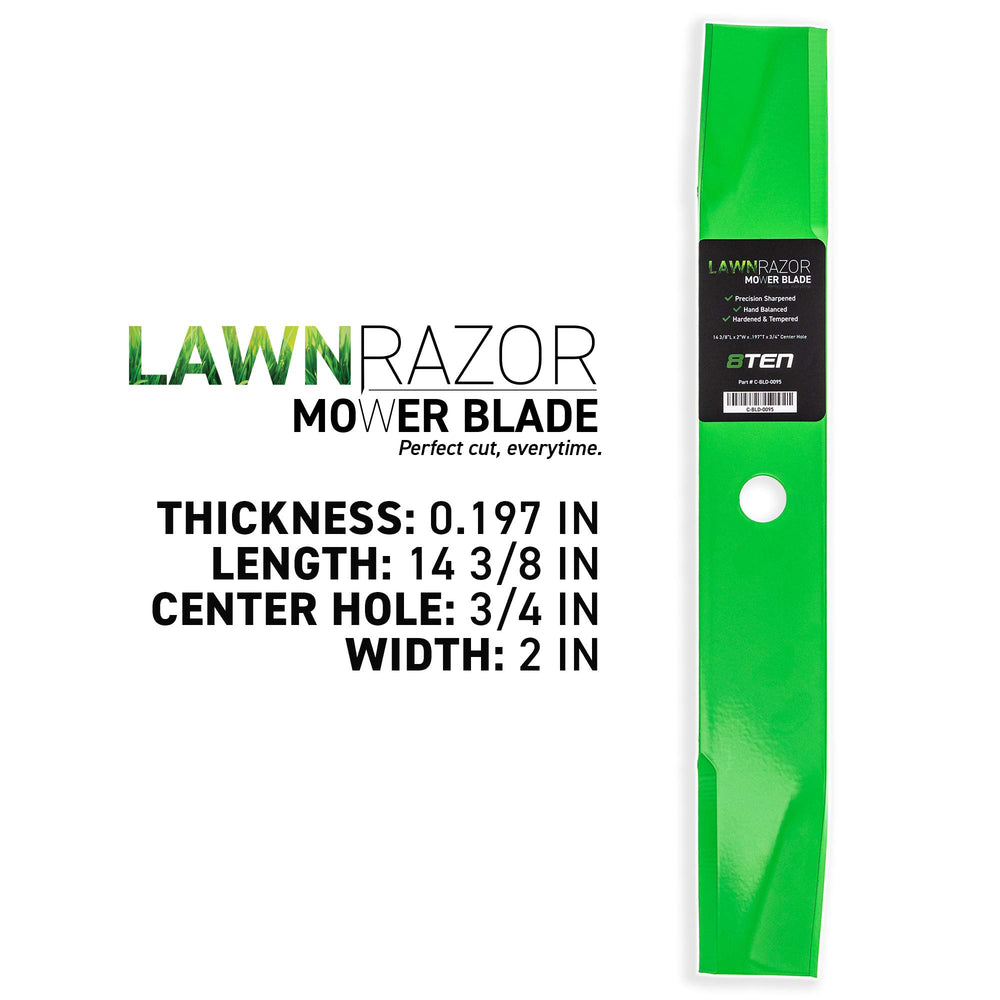 8TEN LawnRAZOR blade mounted on Dixon deck illustrating easy installation
