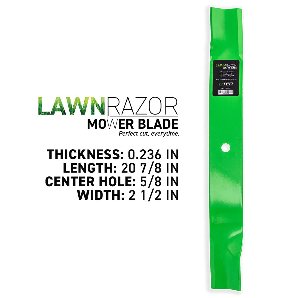 8TEN LawnRAZOR mounting hole profile illustrating 5/8 inch fit for secure attachment