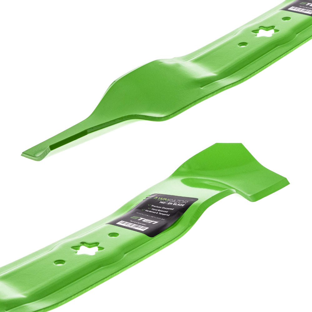 8TEN blades cutting grass illustrating finer mulching and faster breakdown